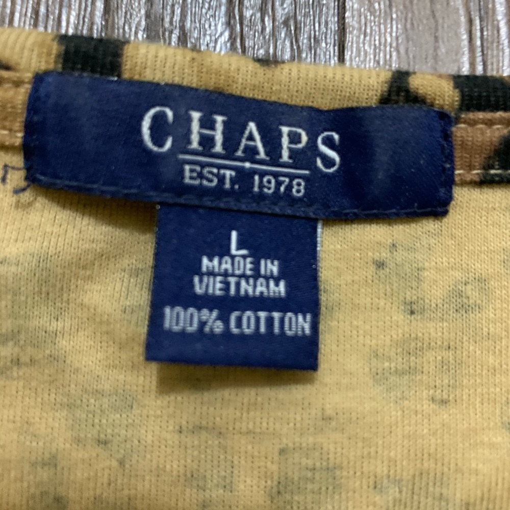 Chaps Leopard Animal Print Short Sleeve Large Top - Picture 9 of 11